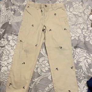Little boys khakis with anchor embroidery.